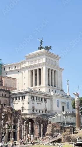Vittoriano Monument White Marble Sculptures Italian Flag Rome Italy