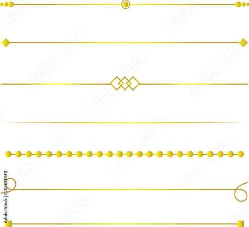Golden ornamental divider line. Elegant geometric separator. Minimal decorative border for invitations, certificates and luxury designs. PNG