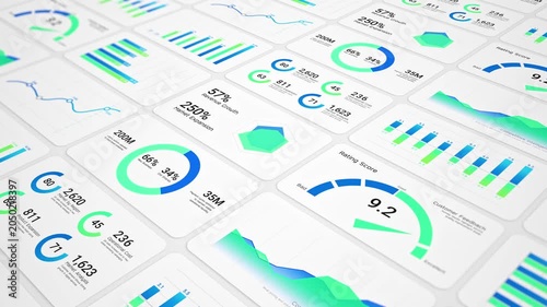 Business intelligence and financial performance analysis report on white background, animated infographic bar chart loop, investment data analytic graph dashboard, enterprise market statistics trend