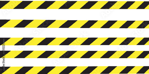 Hazardous Warning Tape Pattern with Diagonal Yellow and Black Striped Lines