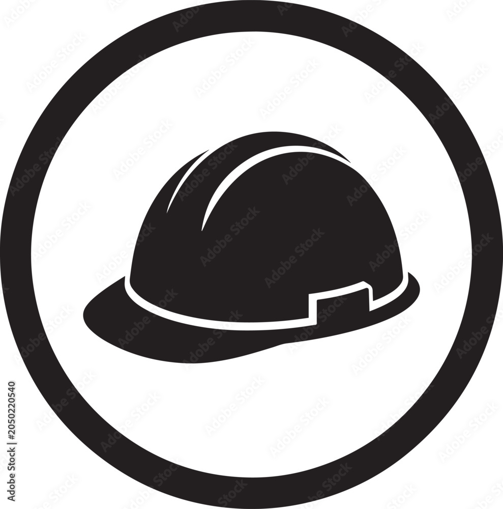 Fototapeta premium Warning sign hard hat safety symbol for construction sites and industrial areas