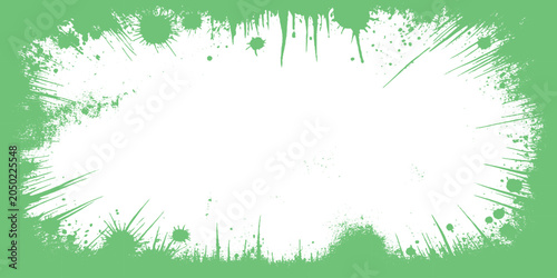 Cuadro en lienzo Green Grass Frame Border with Natural Floral Background Vector Illustration