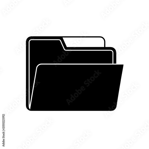 Black file folder icon for business document Vector