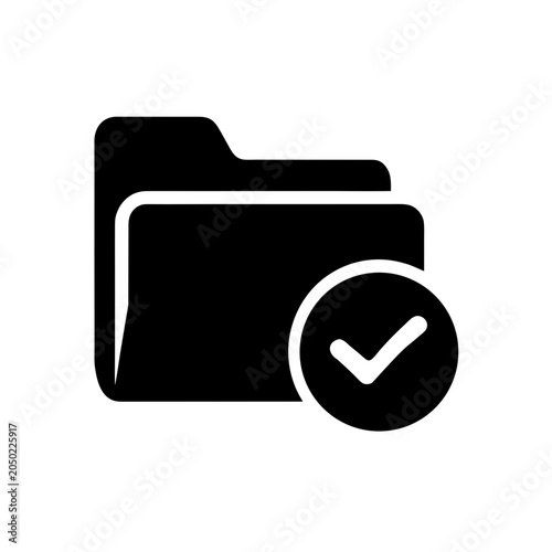 Black folder icon with a check mark symbol Vector