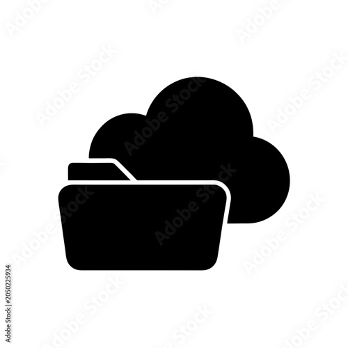 Black cloud folder icon for data storage Vector