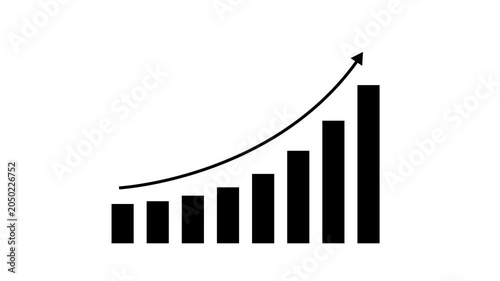 Growth, arrow up. Finance, Bar graph going up, Profit concept, positive increase chart. graph with rising 4k Animation video on white Background