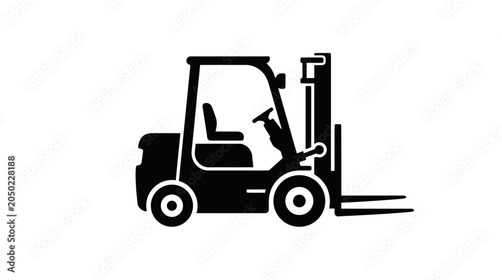 Naklejka premium Forklift icon illustration, a vehicle for lifting and moving materials with a clear and concise graphic representation