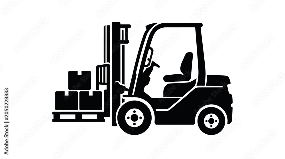 Naklejka premium Forklift icon representing logistics and industrial material handling for shipping and warehousing operations