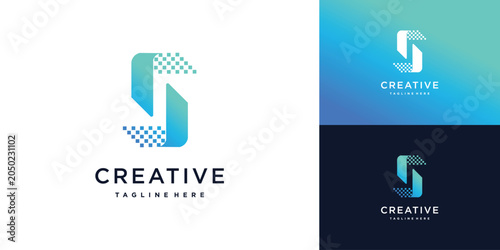 Letter S design idea with modern technology concept