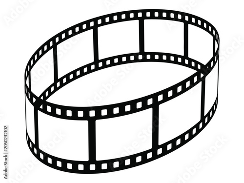 Film strip reel icon black and white cinematic graphic