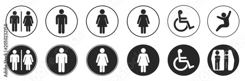 Bild auf Leinwand Toilet Icons Set Featuring Man and Woman Symbols, WC Toilet Signs and Restroom D
