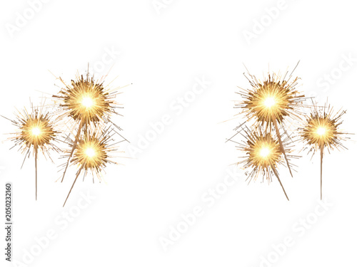 Sparklers glowing brightly on white background celebration and festive lighting