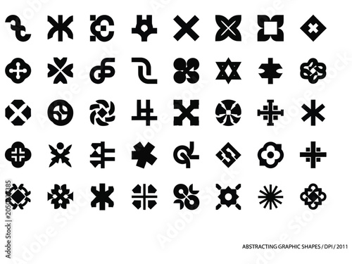Collection of abstract graphic shapes and symbols