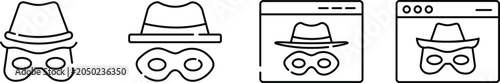 Fotografie Incognito Spy Icons Set Vector Illustration, Anonymous User Privacy Protection a