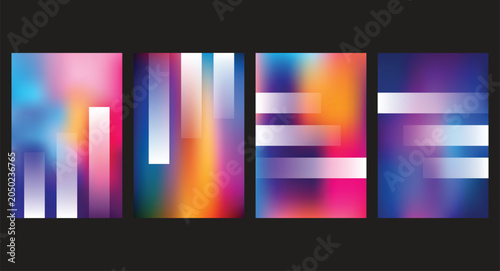 Schilderij op canvas Abstract geometric gradient background template set with translucent glowing overlapping circles and fluid colorful blur textures for modern poster, flyer, annual report, or digital banner design