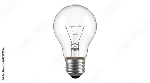 Bild auf Leinwand Glass incandescent light bulb with glowing tungsten filament isolated on transparent background png file