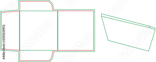 Quadro su tela Envelope dieline template with pocket flap vector scheme for packaging design an