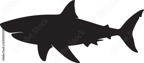 Photos Silhouette of a great white shark swimming in ocean water, predatory marine animal isolated vector
