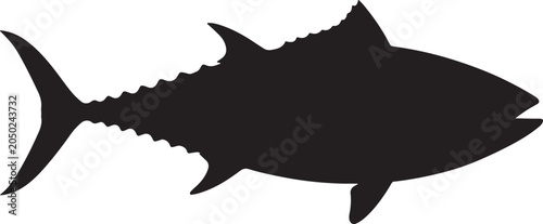 Big yellowfin tuna silhouette vector fish icon for commercial fishing design marine life outline clipart.
