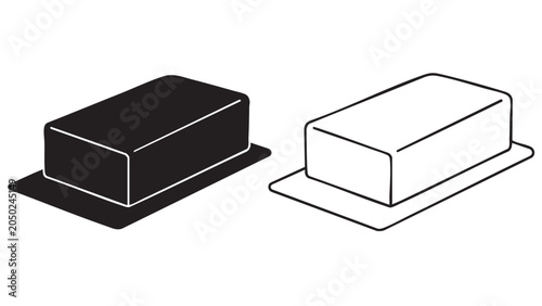 butter stick outline and silhouette icon set for food packag