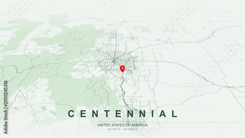 Obraz na płótnie Modern minimalist vector map of Centennial, Colorado, USA