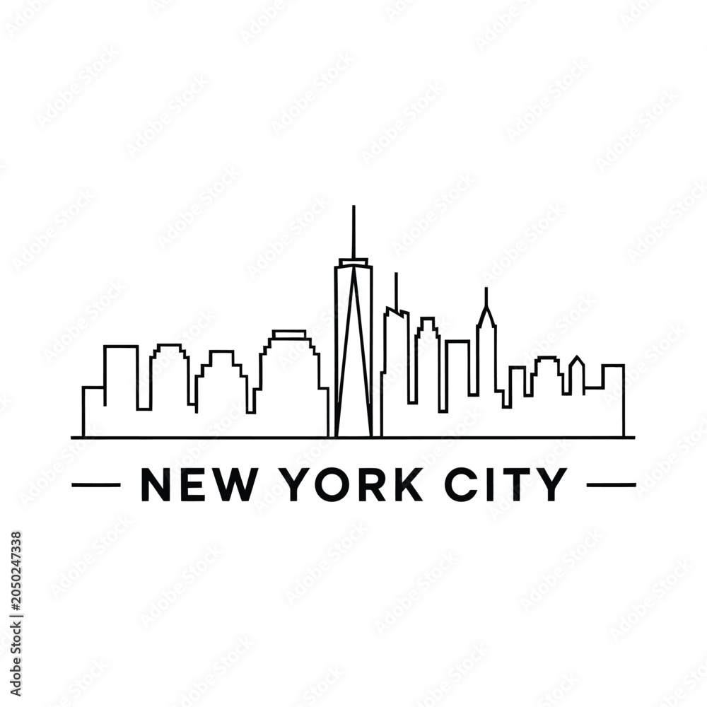 Obraz premium New York City Skyline Silhouette On White Background