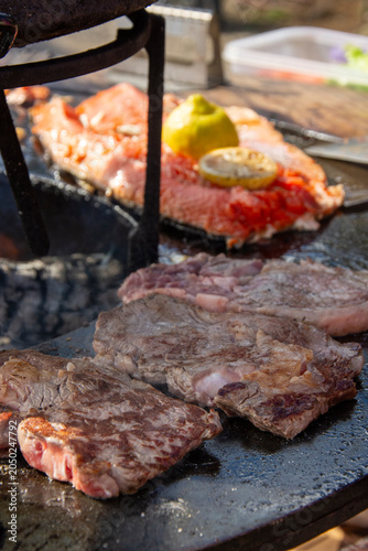 parrillada al aire libre en dia de campo