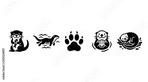 Minimalist Otter Icons Vector Set