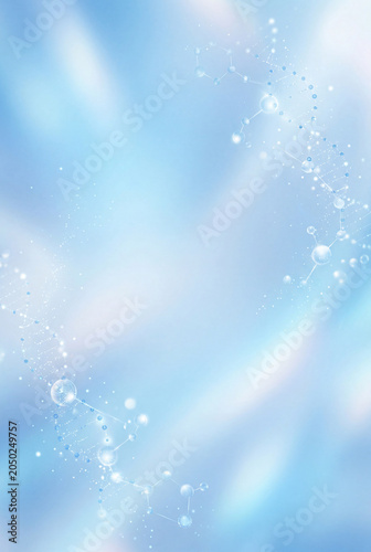 Soft blue colors with bubbles scattered throughout. It can be used for design or art projects that need a light and airy feel. The layout is simple and calm