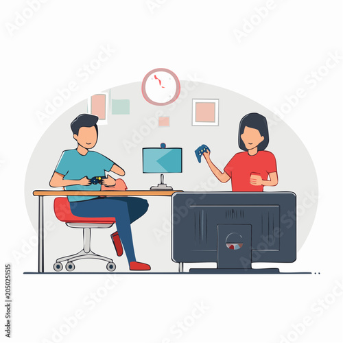 Two people playing video games together