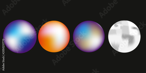 Bilde på lerret Vibrant gradient spheres on black background