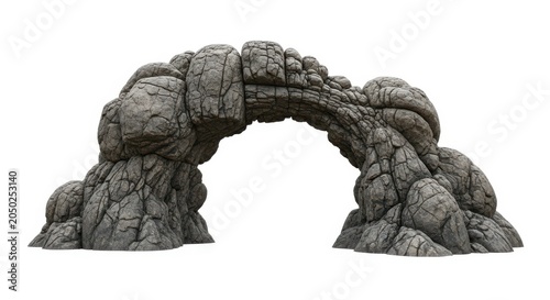 Natural rock arch formation isolated on plain background
