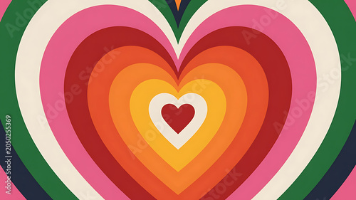 Concentric hearts in vibrant hues create a mesmerizing, layered, and joyful visual pattern.
