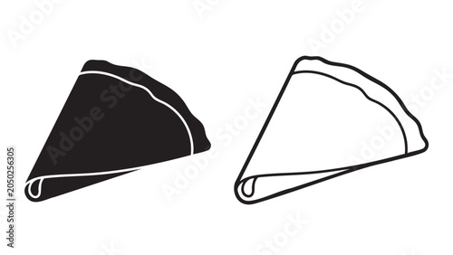 crepe silhouette and outline icon set for food menus