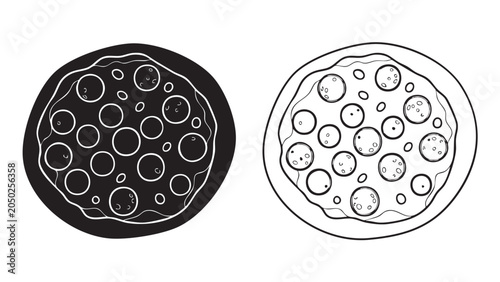 фотографія dough pizza slice icon with bubbly cheese circles outline