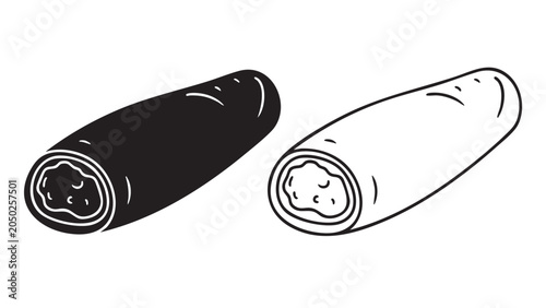 sausage icon illustration with cartoon filling and lineart