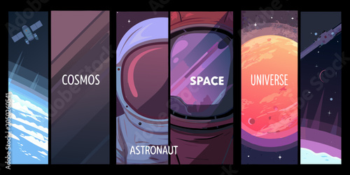 Foto Space Themed Posters Vertical Format Vector Illustration