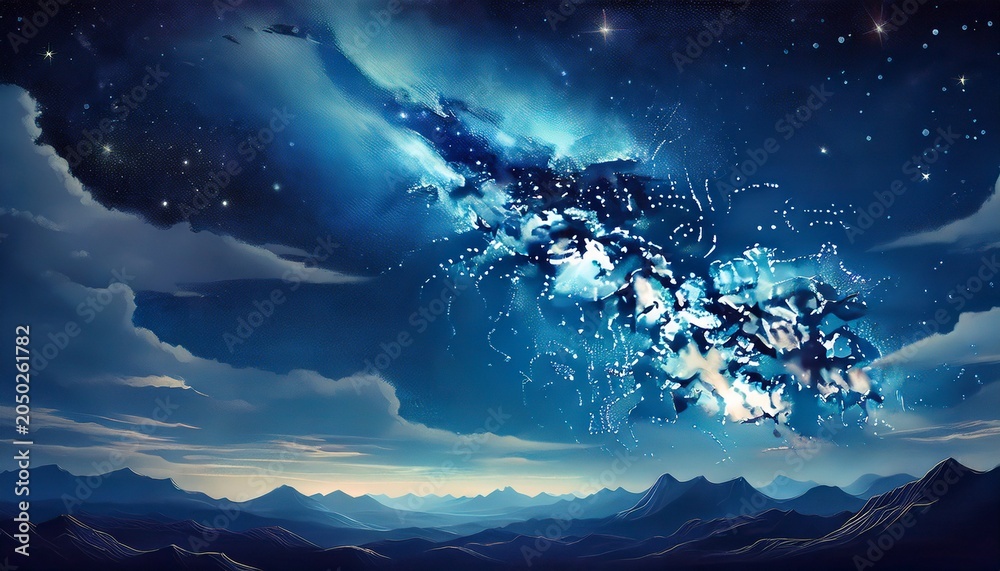 Fototapeta premium deep blue night sky filled with twinkling stars and cosmic dust wonder dark