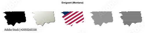 Foto Emigrant (Montana) blank outline map set