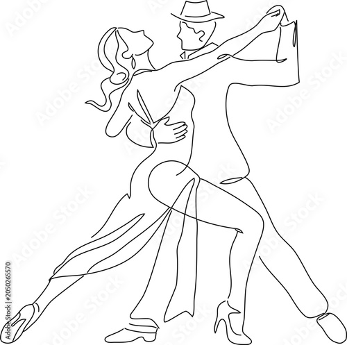 tango dancers line art