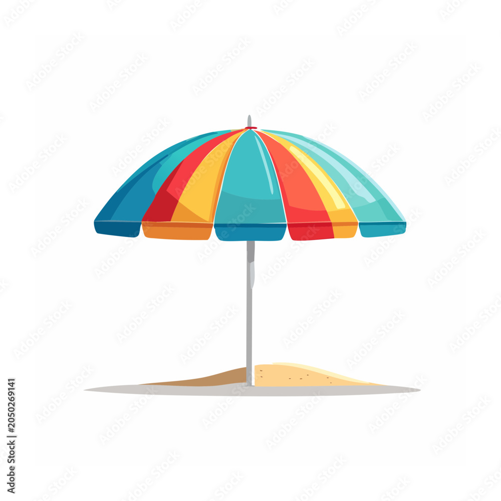 Obraz premium Colorful beach umbrella on sand