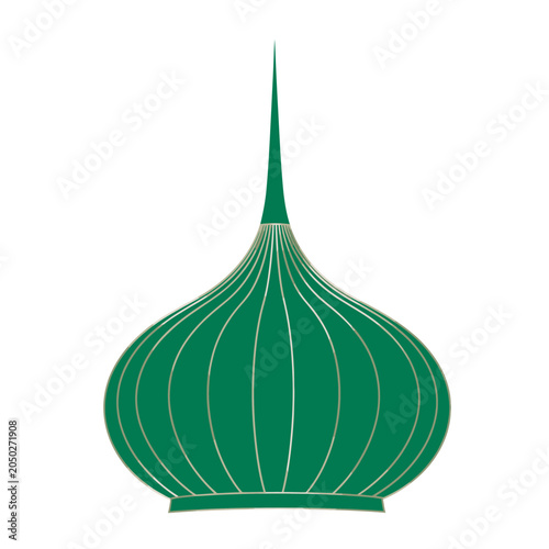 Quadro su tela Green onion dome architectural element with elegant gold trim isolated on white