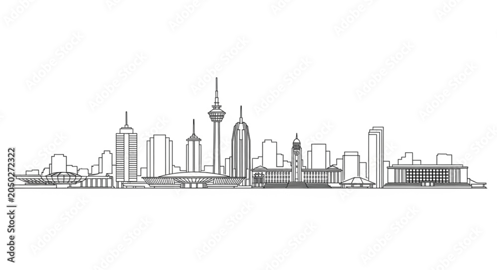 Fototapeta premium City Skyline with Modern Skyscrapers.