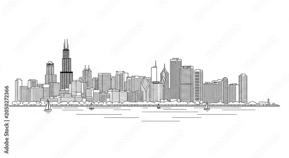 Obraz premium City skyline with tall buildings.