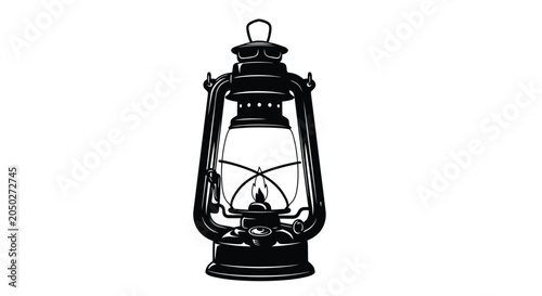 Bild auf Leinwand Vintage kerosene lantern illustration black and white vector graphic