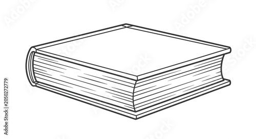 Schilderij op canvas Line art illustration of a closed thick hardcover book on a white background