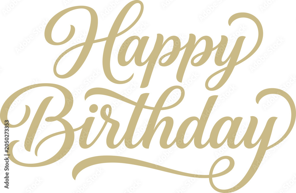 Obraz premium Elegant gold happy birthday calligraphy lettering