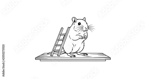 A hamster standing on platform.