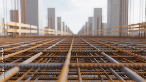 Reinforced steel rebar grid for construction and infrastructure development projects