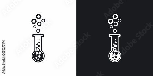 Fotografie Chemical Flask Icon Two tone Design With Bubbles And Liquid